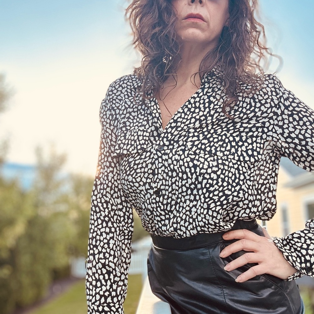 Zara Monochrome Patterned Button Down Shirt
